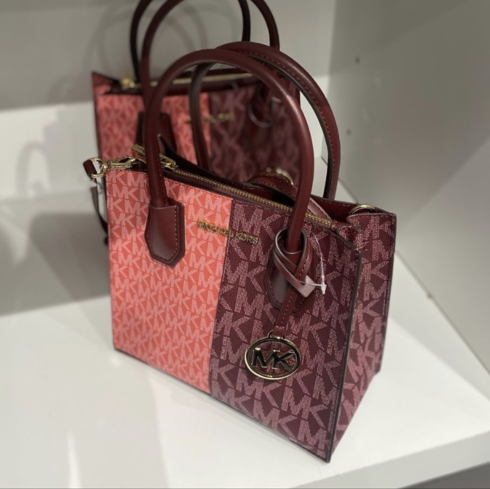 MICHAEL KORS MERCER MEDIUM SATCHEL SHOULDER MESSENGER BAG OXBLOOD MULTI COLOR… - Picture 3 of 3